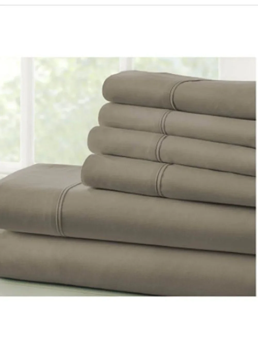 6-Piece Taupe Solid Microfiber King Sheet Set
